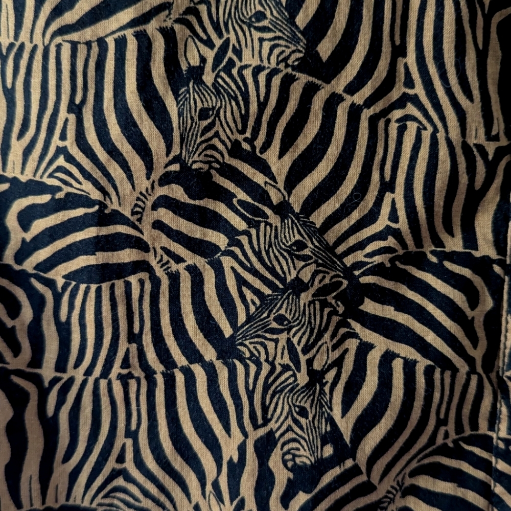 TORY BURCH Brown Gold Buttons Animal Print Zebra Button Down Shirt Size 4 - Picture 8 of 11